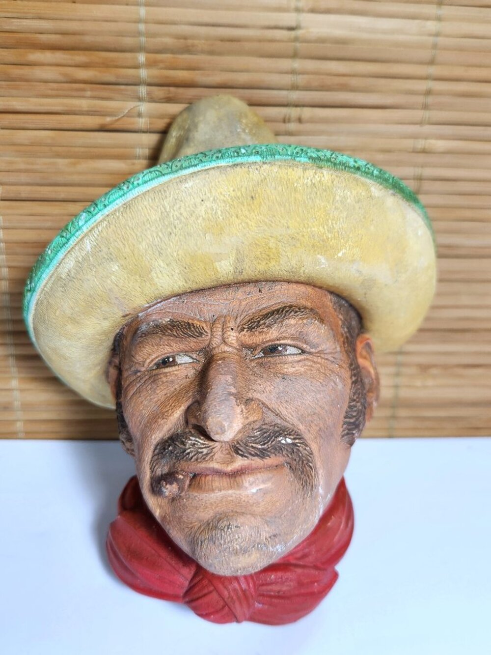 Vintage Legend Products Mexican Sombrero Chalkware Head Wall Hanging Mask Englan